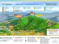 Mapa turystyczna Czantorii Wielkiej z zaznaczonymi szlakami, kolejką linową i punktami widokowymi. Ustronie Górskie oferuje wiele atrakcji.