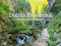 Malownicza ścieżka przez Dolinę Prosiecką w Górach Choczańskich. Drewniany mostek nad potokiem, skalne ściany porośnięte zielenią.