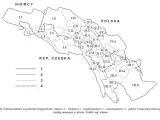Mapa pokazuje, gdzie są Sudety, podzielone na jednostki fizjograficzne, z granicami państw i regionów.