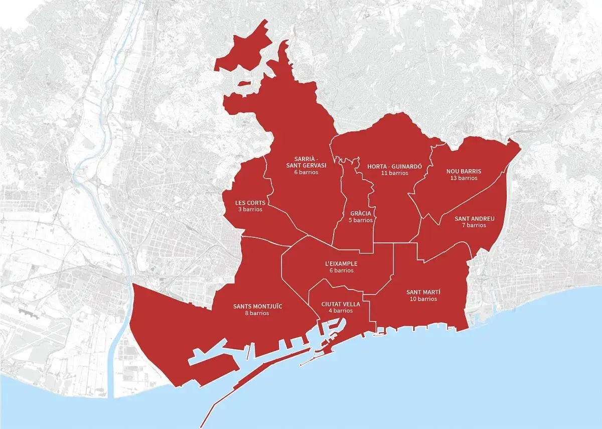 Mapa dzielnic Barcelony Ciutat Vella
