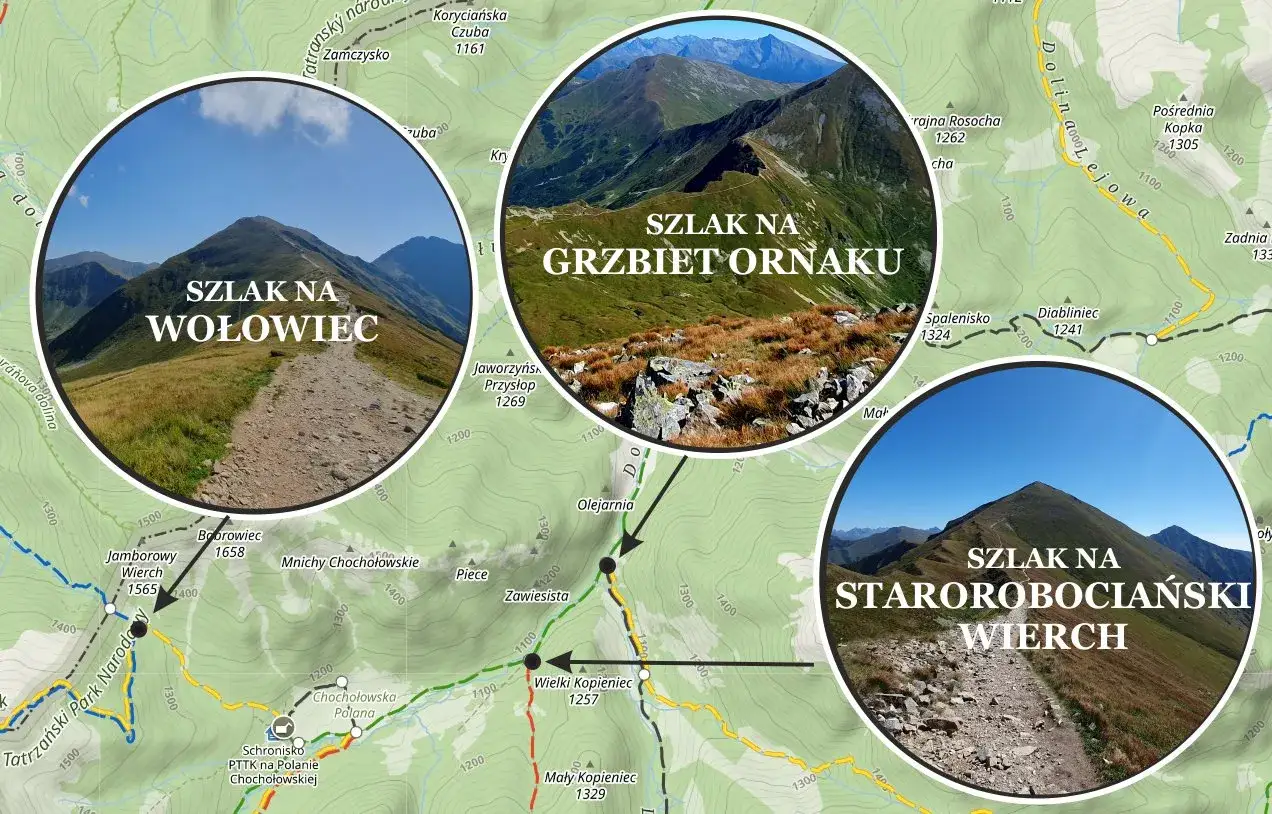 mapa szlaków Starorobociański Wierch