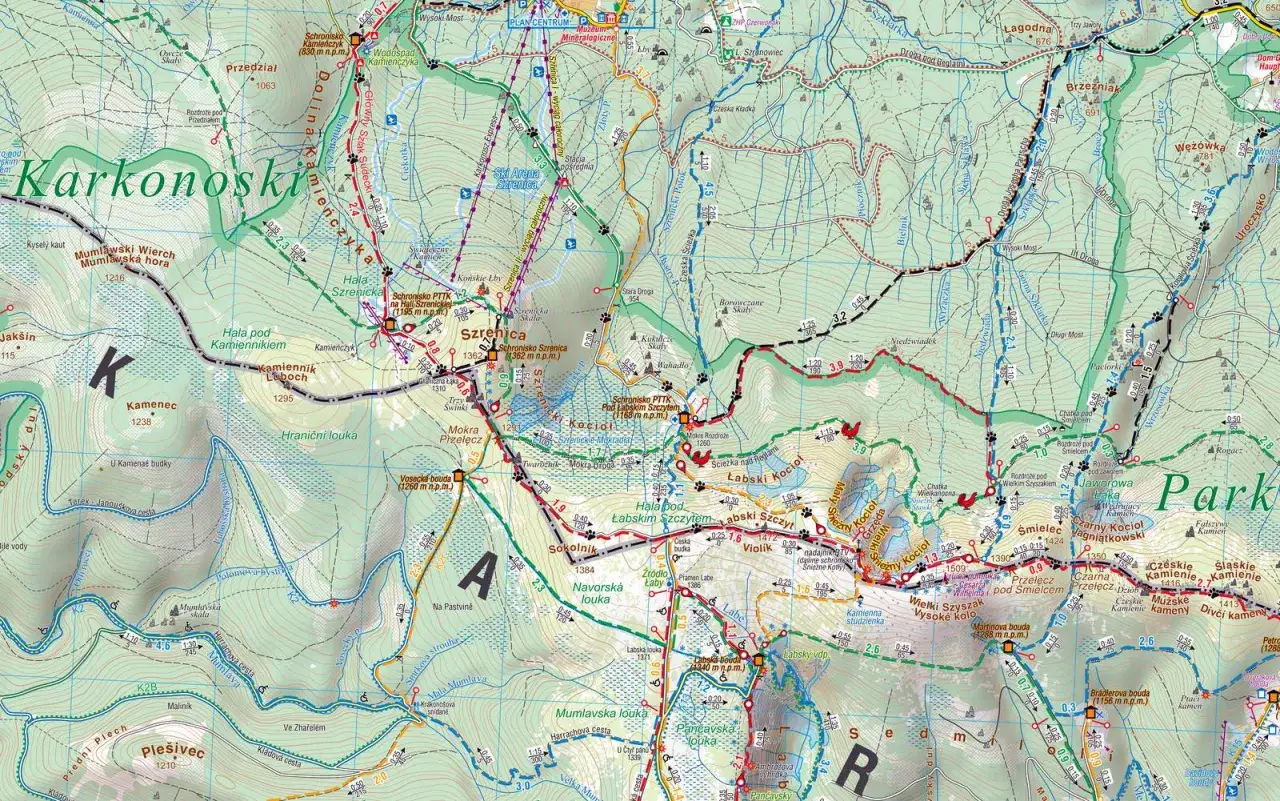 Mapa szlaków Szklarska Poręba Karkonosze Góry Izerskie