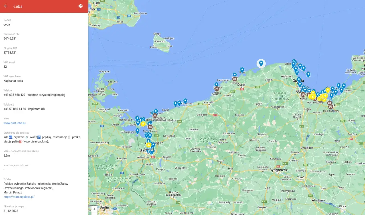 Mapa Polski z zaznaczonymi tanimi miejscowościami nad morzem, tanie kurorty Bałtyk