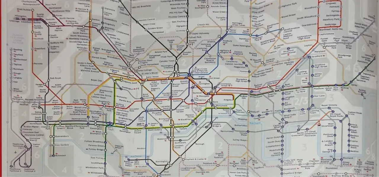 Mapa stref transportu publicznego Londyn