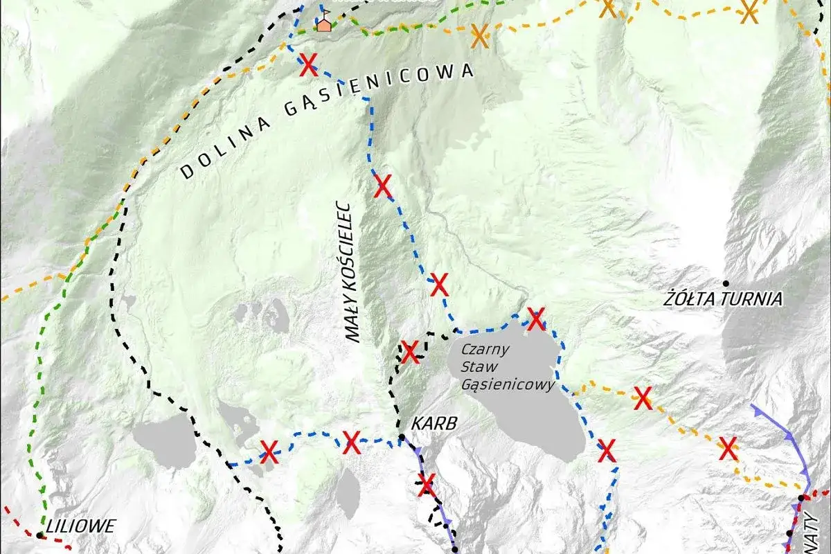 Mapa szlaków Rysy TPN TOPR