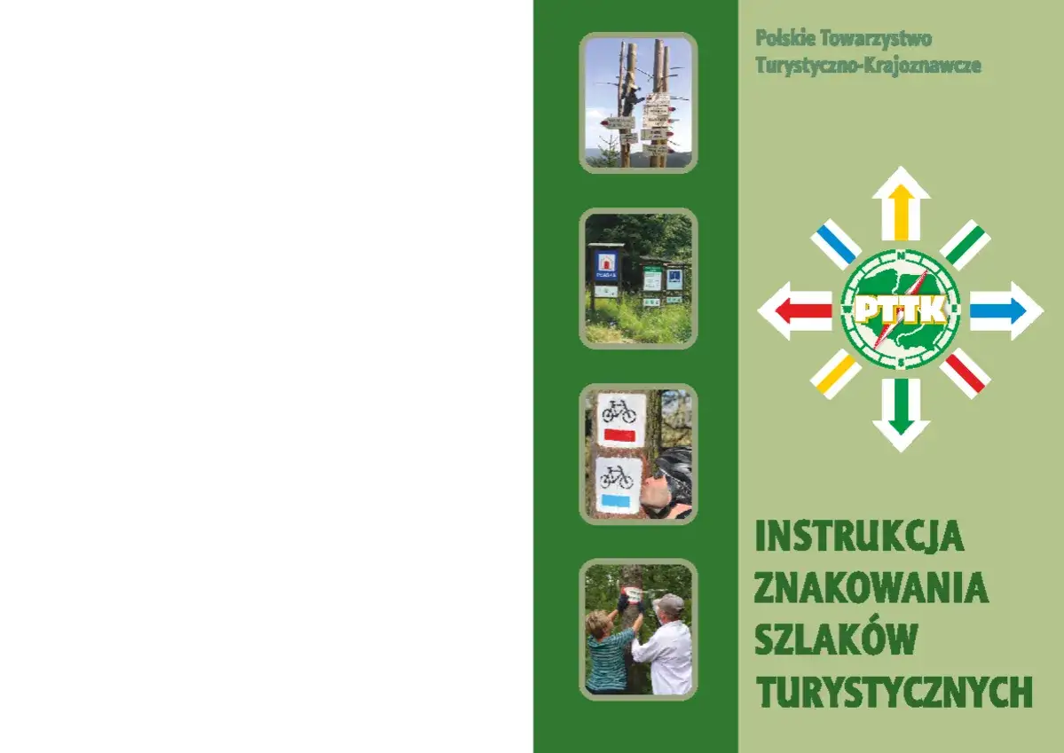 Znaki szlaków pieszych PTTK różne kolory