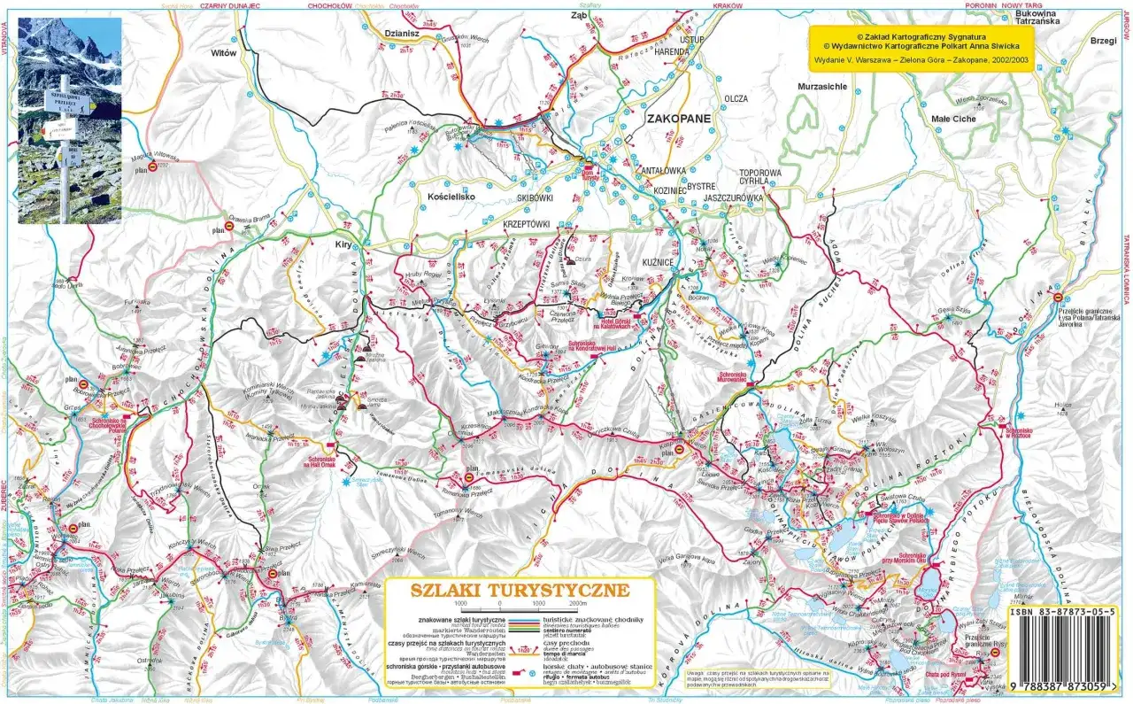 Mapa szlaków Tatrzańskiego Parku Narodowego zimą