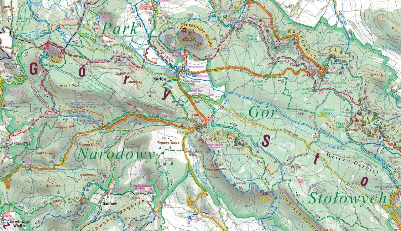 mapa G&oacute;r Stołowych noclegi atrakcje