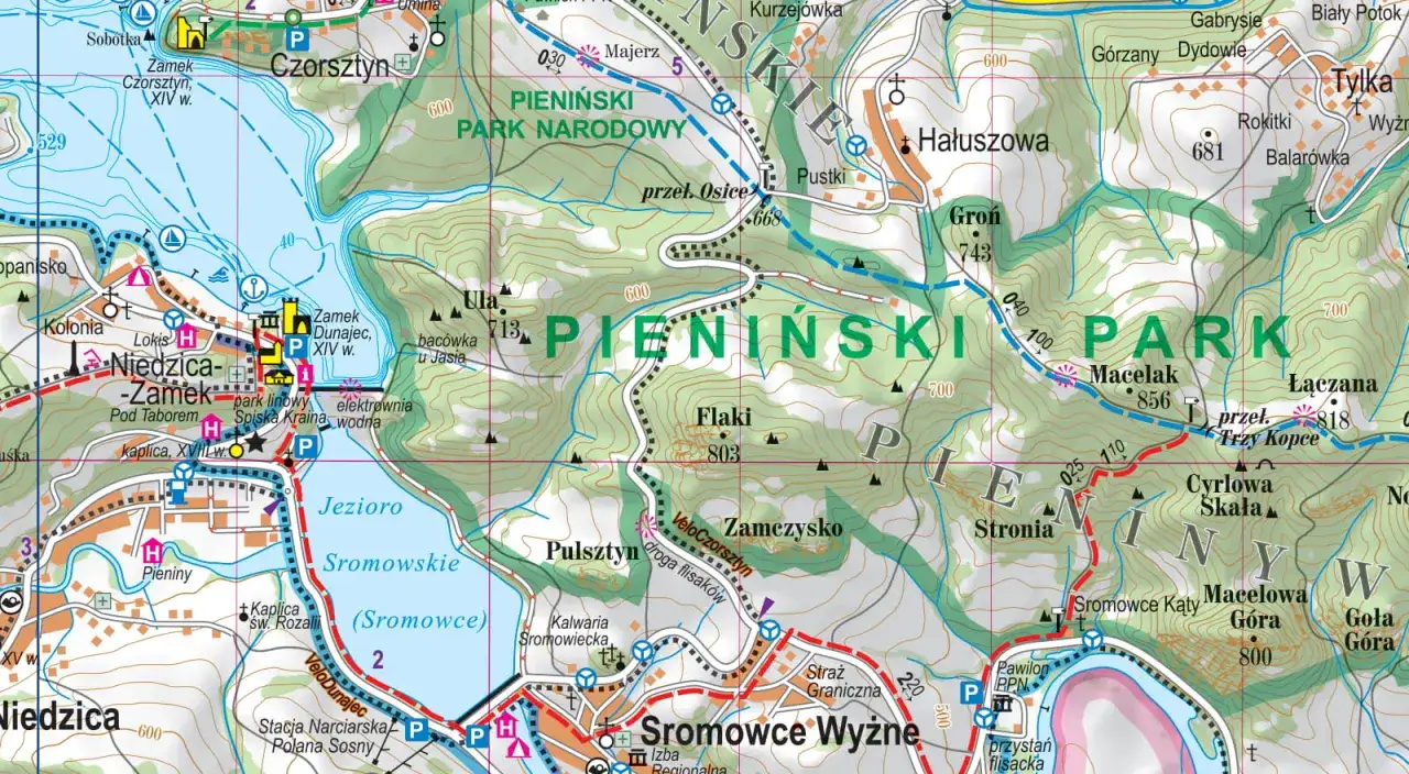 Mapa szlak&oacute;w Trzy Korony Pieniny