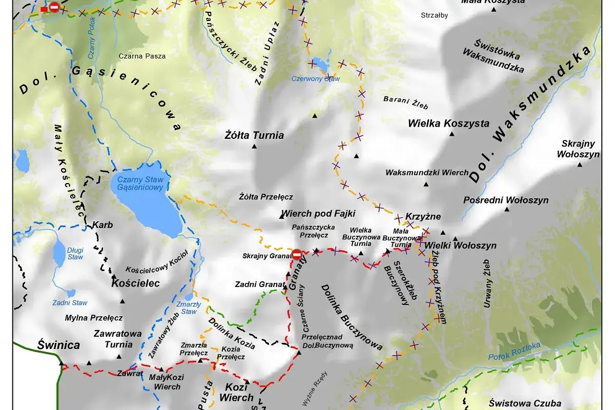 mapa tatry zamknięte szlaki zimą